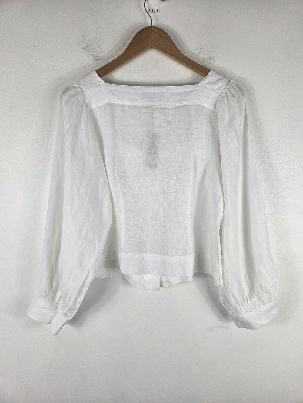 New J. Crew Linen Square-Neck Button Up Bishop Sleeve Blouse - Picture 6 of 10